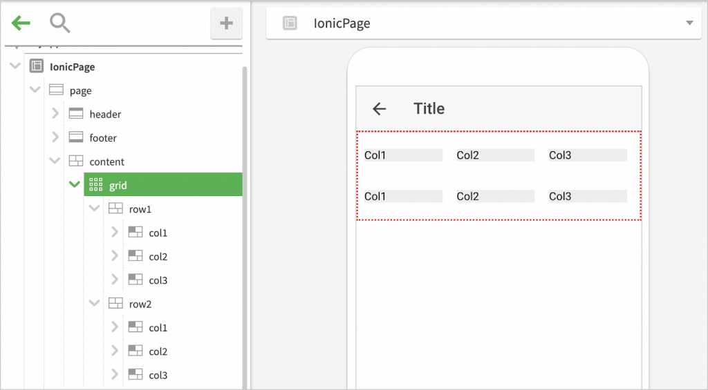 Definire il contenuto delle pagine Instant Developer ionicui 10 Instant Developer